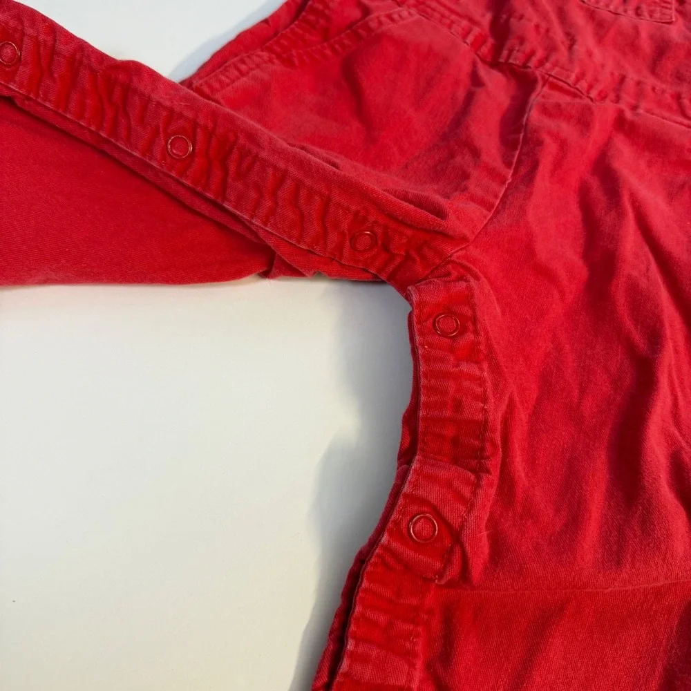 Vintage 90s Red Oshkosh B'gosh Overalls Brass Buckles 18 months Unisex